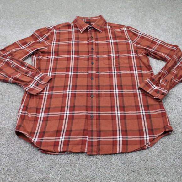 Banana Republic Shirt Mens Large Orange Lightweight Flannel Long Sleeve Cotton - Picture 3 of 13